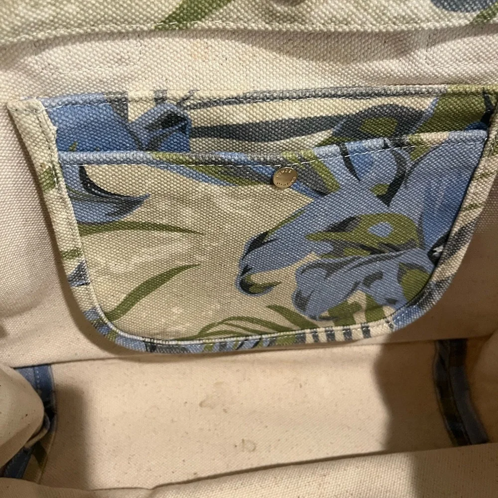 Unbranded canvas Tote Bag Womens‎ tan Green blue M/L Beach Overnight Extra Bag